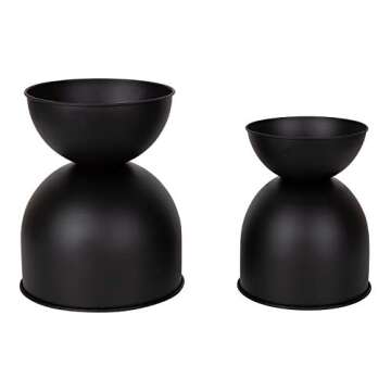 Kate and Laurel Volz Modern Indoor Planter, Set of 2, Black, Sophisticated Modern Home Decor for Storage and Display