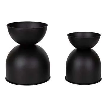 Kate and Laurel Volz Modern Indoor Planter, Set of 2, Black, Sophisticated Modern Home Decor for Storage and Display