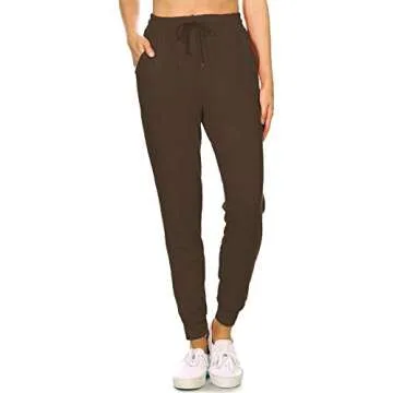 Leggings Depot Women's Relaxed Fit Jogger Pants - Soft & Stylish Mocha Sweatpants