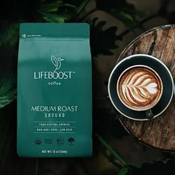 Lifeboost Coffee Ground Medium Roast Coffee - Low Acid Single Origin USDA Organic Coffee - Non-GMO G...
