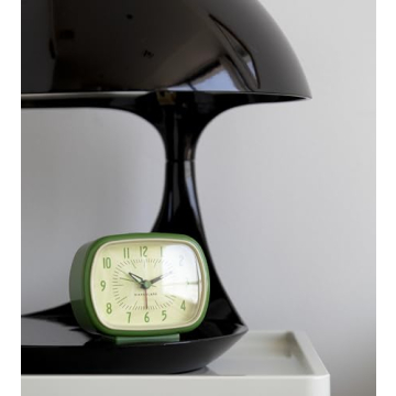 Kikkerland Battery Operated Retro Vintage Style Desktop Nightstand Bedside Office Classic Simple Alarm Clock, Beeping Alarm, Glow in Dark Hands, in Green
