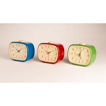 Kikkerland Battery Operated Retro Vintage Style Desktop Nightstand Bedside Office Classic Simple Alarm Clock, Beeping Alarm, Glow in Dark Hands, in Green