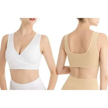 Lemef Nursing Sleep Bras Wirefree Maternity Breastfeeding Bras 3 Pack