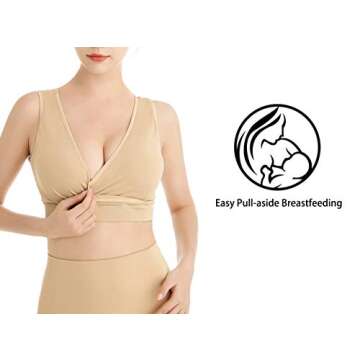 Lemef Nursing Sleep Bras Wirefree Maternity Breastfeeding Bras 3 Pack