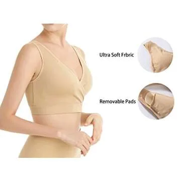 Lemef Nursing Sleep Bras Wirefree Maternity Breastfeeding Bras 3 Pack