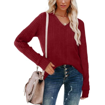 SAMPEEL 2024 Tunic Sweater for Women in Wine Red