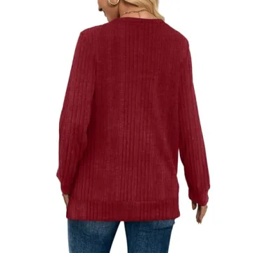 SAMPEEL 2024 Tunic Sweater for Women in Wine Red