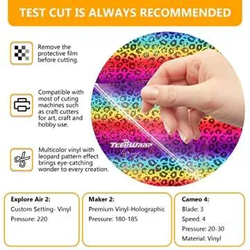 TECKWRAP Leopard Holographic Chrome Adhesive Vinyl Bundle 12" x 36"/Rolls for DIY Craft, Arts (Translucent Opal Blue, Yellow Pink, Rainbow,Transparent Patterned)