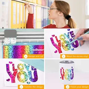 TECKWRAP Leopard Holographic Chrome Adhesive Vinyl Bundle 12" x 36"/Rolls for DIY Craft, Arts (Translucent Opal Blue, Yellow Pink, Rainbow,Transparent Patterned)