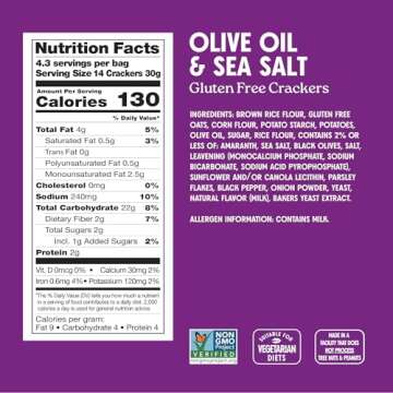 Milton's Olive Oil & Sea Salt Gluten Free Crackers - Delicious Crunchy Snack 4.5 Oz, Pack of 3