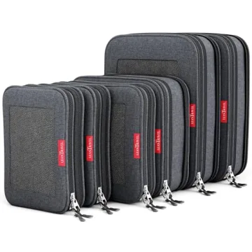 LeanTravel Compression Packing Cubes for Travel Organizers with Double Zipper (6-Pack (2L+2M+2S), Bl...