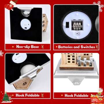 4 Pack Christmas Stocking Holders with LED Lights