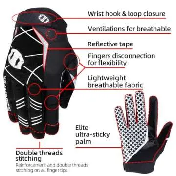 Seibertron Pro 3.0 Elite Ultra-Stick Sports Receiver Glove Football Gloves Youth and Adult Black S