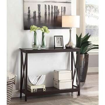 Convenience Concepts Oxford Console Table 39.5" - Sofa Table with Storage Shelf, Transitional Entryw...
