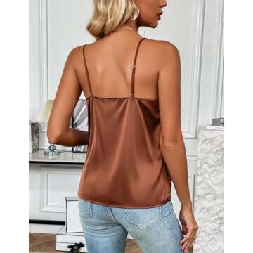 Zeagoo Satin Camisole V Neck Sleeveless Blouse for Women