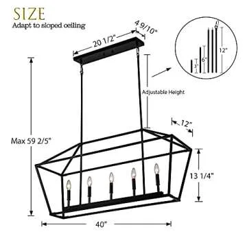 Untrammelife 5-Light Linear Pendant Light Fixture