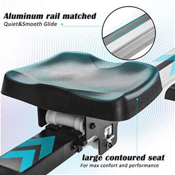 Merax Rowing Machine Indoor Home Rower Magnetic Rowing Machine with Magnetic Tension System, LED Monitor and 8-Level Resistance Adjustment Fitness Equipment for Home Gym Exercise, Golden Black