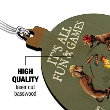GRAPHICS & MORE It's All Fun and Games Until Someone Loses a Wiener Dachshund Dogs Wood Christmas Tree Holiday Ornament