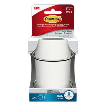 Command Accessory Organizer, Holds up to 2 lb, 3.36" x 3.78" x 4.4" Organizer with 2 Medium Water-Re...