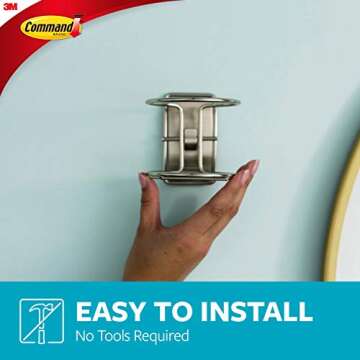 Command Accessory Organizer, Holds up to 2 lb, 3.36" x 3.78" x 4.4" Organizer with 2 Medium Water-Resistant Command Strips, Satin Nickel, Damage Free Bathroom Organization