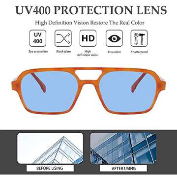 Trendy Retro Vintage 70s Square Flat Aviator Sunglasses for Women Men Rectangle Small Shades Narrow ...