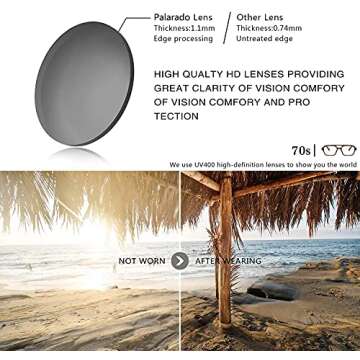 Trendy Retro Vintage 70s Square Flat Aviator Sunglasses for Women Men Rectangle Small Shades Narrow Sunnies Cool Cute Fashion (A4-Orange Frame/Blue Tinted Lens)