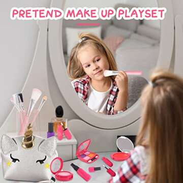 Kids Makeup Kit for Girl, Pretend Makeup Kit for Girls, HOVOCEL Kids Fake Play Makeup Set - with Cosmetic Bag Perfect Birthday for Toddler Little Girls Age 3+(Not Real Makeup)