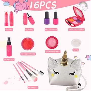 Kids Makeup Kit for Girl, Pretend Makeup Kit for Girls, HOVOCEL Kids Fake Play Makeup Set - with Cosmetic Bag Perfect Birthday for Toddler Little Girls Age 3+(Not Real Makeup)