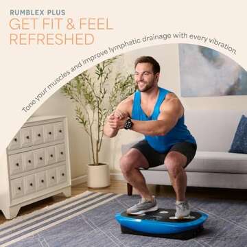 LifePro Rumblex Plus 4D Vibration Plate Exercise Machine - Triple Motor Oscillation, Linear, Pulsation + 3D/4D Motion Vibration Platform/Whole Body Vibration Machine for Weight Loss & Shaping. (Blue)