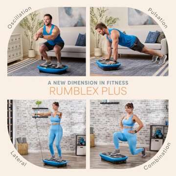 LifePro Rumblex Plus 4D Vibration Plate Exercise Machine - Triple Motor Oscillation, Linear, Pulsation + 3D/4D Motion Vibration Platform/Whole Body Vibration Machine for Weight Loss & Shaping. (Blue)