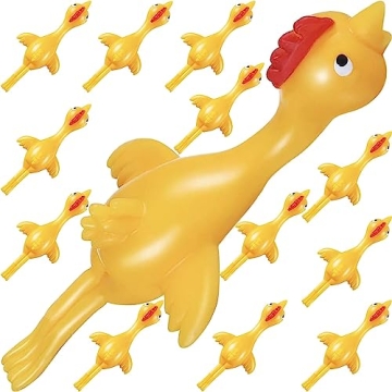 Jishi Chicken Finger Slingshot 12-Pack - Flying Rubber Chickens for Fun Parties and Gag Gifts