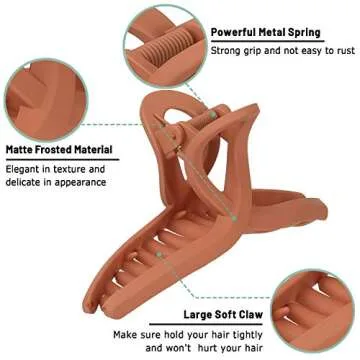 Whaline Hair Claw Clip 6 Color Hair Jaw Clamp Clips 4.3 Inch Nonslip Hair Claw Strong Hold Matte Butterfly Clip Clamp Hair Styling Accessories for Women Girls Thin Thick Fine Hair