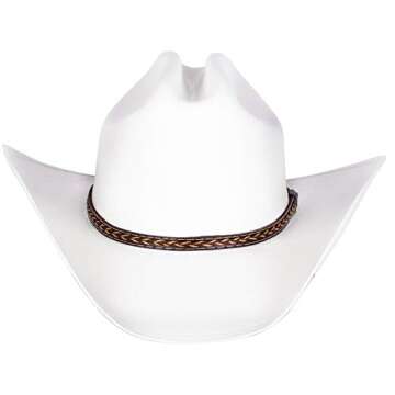 Queue Essentials Western Style Pinch Front Straw Canvas Cowboy Cowgirl Straw Hat (Canvas White, SM)