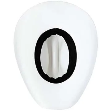 Queue Essentials Western Style Pinch Front Straw Canvas Cowboy Cowgirl Straw Hat (Canvas White, SM)