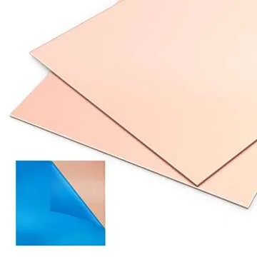 2 Pieces 99.9% Pure Copper Sheet, 4" x 4", 24 Gauge(0.5mm) Thickness, Film Attached Copper Plate, Great for Jewelry, Crafts, modelers