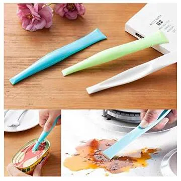 3 PCS Multipurpose Cleaning Scraper Tool - Non-Scratch Hard Plastic Sticker Scraper Tool for Kitchen Cleaning, Label Remover, Gum Cleaner