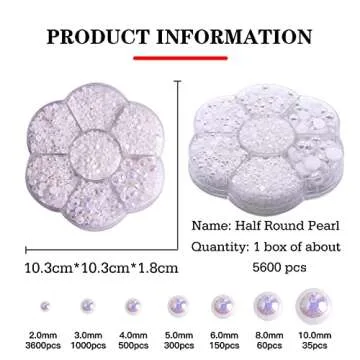 5600PCS Half Round Pearls Flatback Imitation Pearls for Crafts,7 Sizes for DIY Nails Art Crafting,Jewelry Making, Shoes,Cup,Phone Decoration (01 White AB)