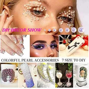 5600PCS Half Round Pearls Flatback Imitation Pearls for Crafts,7 Sizes for DIY Nails Art Crafting,Jewelry Making, Shoes,Cup,Phone Decoration (01 White AB)