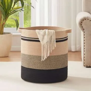 Woven Laundry Basket Hamper 80L for Home Storage
