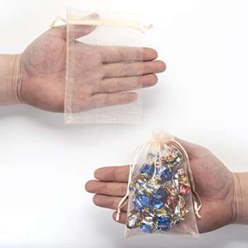 MOTYAWN Premium 100 Pack Organza Drawstring Gift Bags