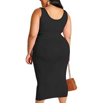 Y&YUAN Womens Tie Dye Print Midi Dress Plus Size 2 Piece Summer Sexy Bodycon Outfits Black