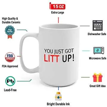 J.Ehonace You Just Got Litt Up 15oz Louis Litt Mug, Inspired by The Tv Show Suits, Double Side Printed White Coffee Mug Perfect Funny Gift for Suits Tv Show Fans