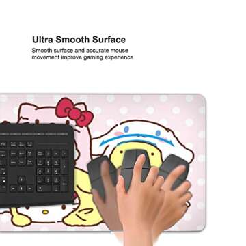 Kawaii Girly Cute Gaming Mouse Pad, Long Extended XXL Desk Mat, Extra Large Girl Anime Mousepad Keyboard Pads for Work Game Office Home, 35.4'' X 15.7''