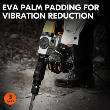 Vgo... 3-Pairs Heavy Duty Synthetic Leather Work Gloves, Impact Protection Mechanic Gloves, Rigger Gloves, Vibration Reduction, Touchscreen Capable (Size L, Black, SL8849)