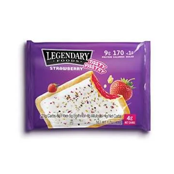 Legendary Foods Tasty Pastries | Ideal Low Carb Keto Breakfast | No Added Sugar | Balanced Keto Snacks to Go | Gluten Free | Just Pop in the Microwave! (Strawberry, 1.7oz 10 Pack)