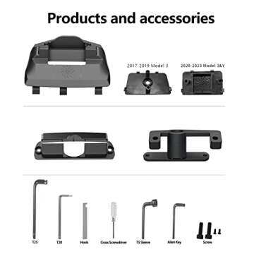 Onlysay Screen Swivel Mount for Tesla Model 3 2017-2023 and Model Y 2019-2024 Left/Right 30° Up/Down 15° Aluminium Alloy Screen Rotating Bracket Four Directions