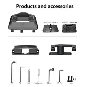 Onlysay Screen Swivel Mount for Tesla Model 3 2017-2023 and Model Y 2019-2024 Left/Right 30° Up/Down 15° Aluminium Alloy Screen Rotating Bracket Four Directions