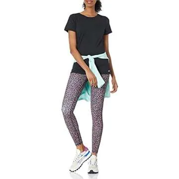 Amazon Essentials Women's Tech Stretch Short-Sleeve Crewneck T-Shirt (Available in Plus Size), Pack of 2, Black/Dark Grey Space Dye, Large