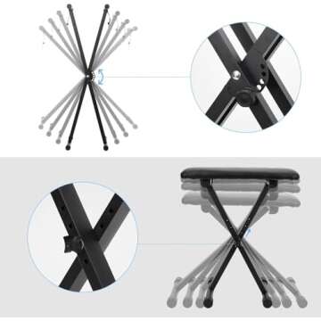 Jdfdexc Adjustable Double-X Keyboard Stand and Bench Set
