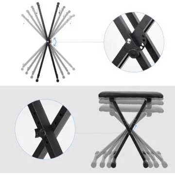 Jdfdexc Adjustable Double-X Keyboard Stand and Bench Set